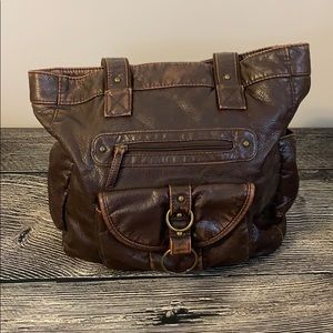 Distressed brown hand bag